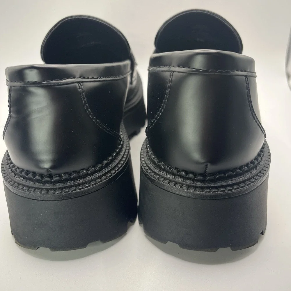 Steve Madden Women's 8 Aerin Chunky Platform Loafers Black With Plastic Chain - Picture 6 of 9